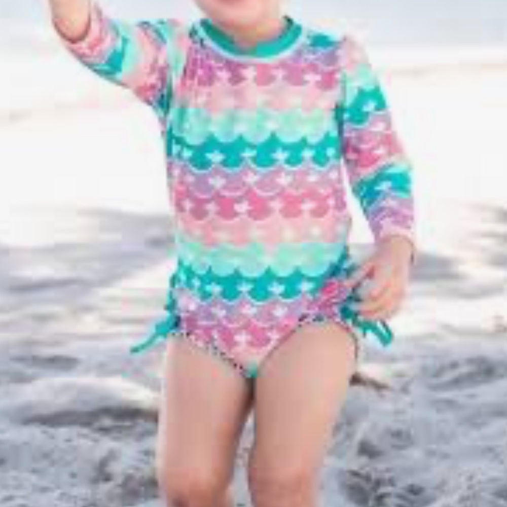 Ruffle Butts 6-12m Colorful Kids' Rash Guard Swimsuit